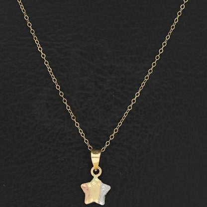 Gold Necklace (Chain With Tri Tone Star Pendant) 18Kt - Fkjnkl18K2842 Necklaces