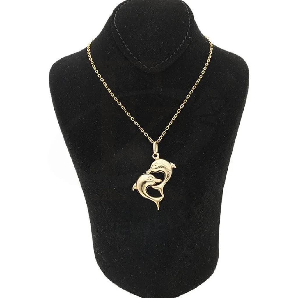 Gold Necklace (Chain With Twin Dolphin Pendant) 18Kt - Fkjnkl1704 Necklaces