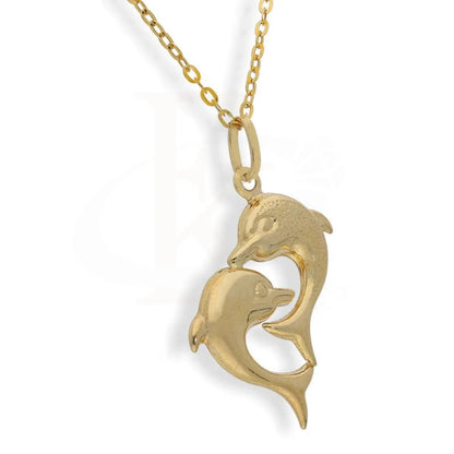 Gold Necklace (Chain With Twin Dolphin Pendant) 18Kt - Fkjnkl1704 Necklaces