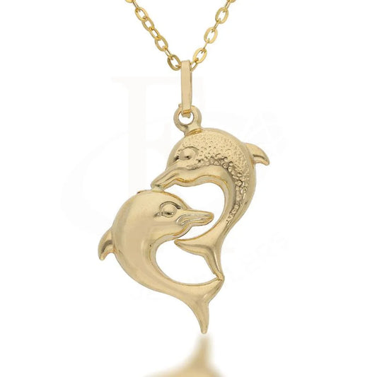 Gold Necklace (Chain With Twin Dolphin Pendant) 18Kt - Fkjnkl1704 Necklaces