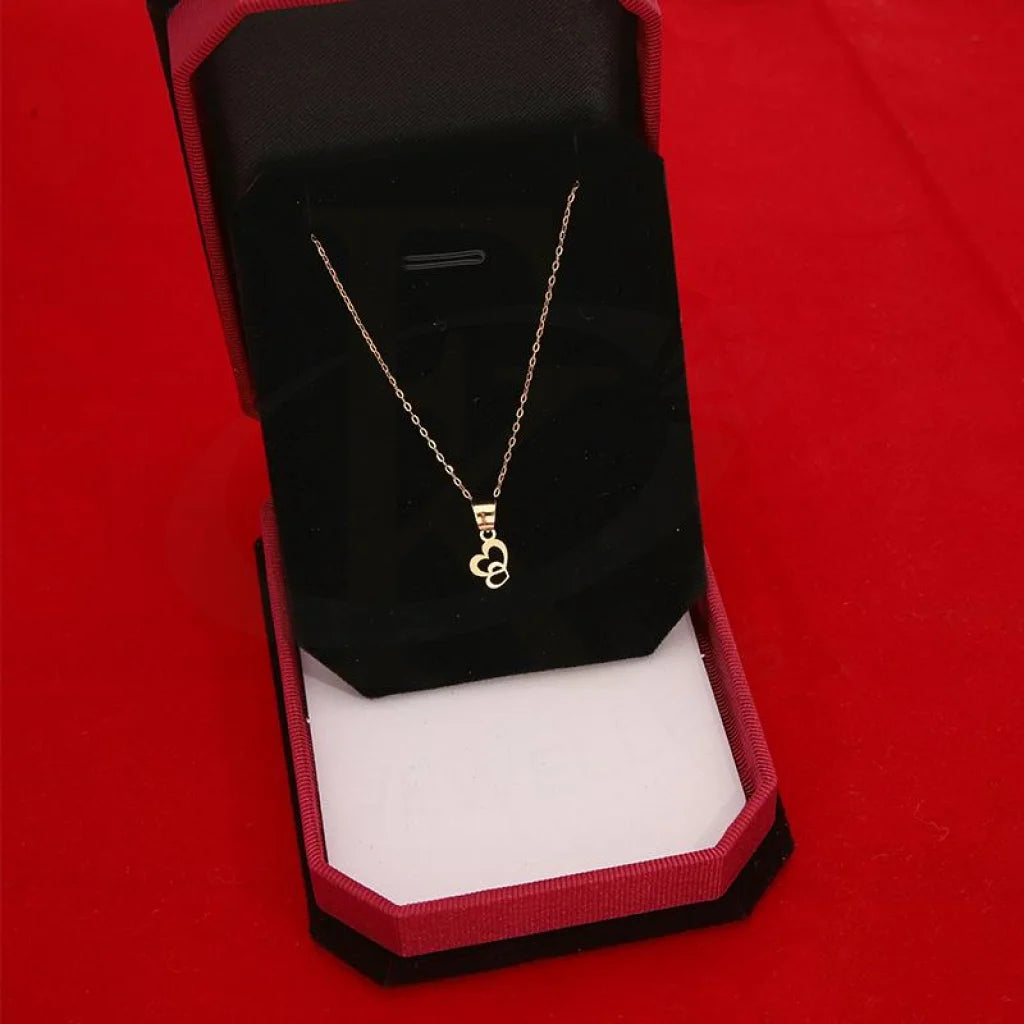 Gold Necklace (Chain With Twin Hearts Pendant) 18Kt - Fkjnkl18K2335 Necklaces