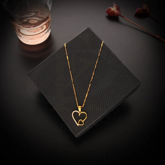 Gold Necklace (Chain With Twin Hearts Pendant) 22Kt - Fkjnkl22K5614 Necklaces