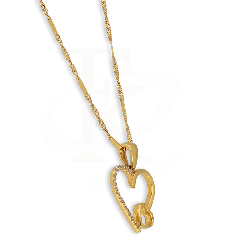 Gold Necklace (Chain With Twin Hearts Pendant) 22Kt - Fkjnkl22K5614 Necklaces