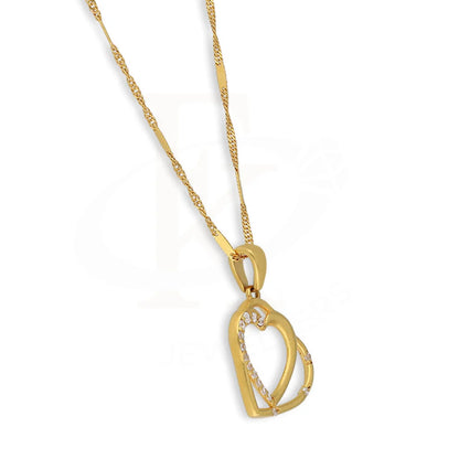 Gold Necklace (Chain With Twin Hearts Pendant) 22Kt - Fkjnkl22K5615 Necklaces