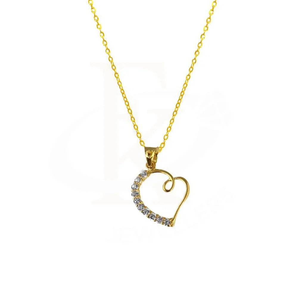 Gold Necklace (Chain With Twisted Heart Pendant) 18Kt - Fkjnkl1713 Necklaces