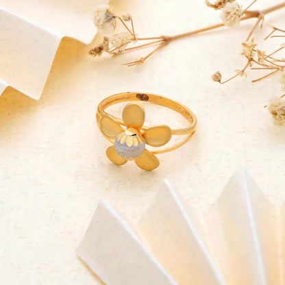 Gold Open Flower Ring 21Kt - Fkjrn21Km8508 Rings