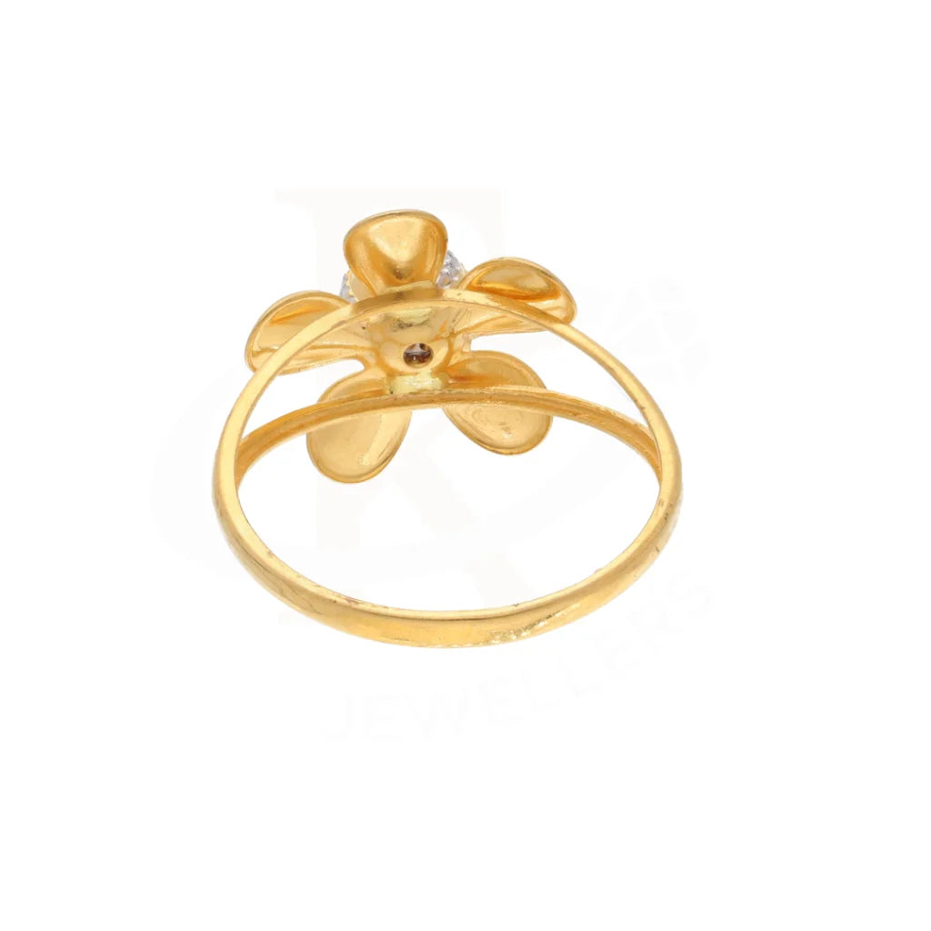 Gold Open Flower Ring 21Kt - Fkjrn21Km8509 Rings