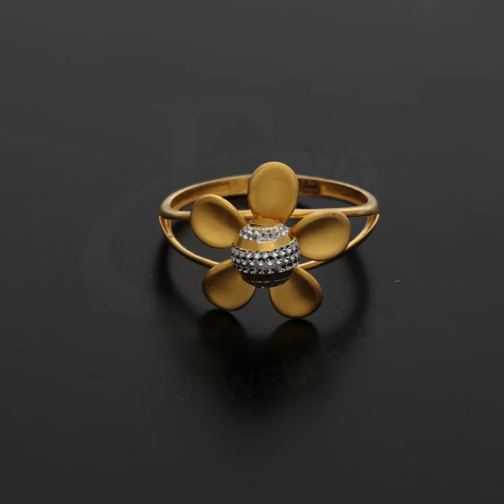 Gold Open Flower Ring 21Kt - Fkjrn21Km8509 Rings