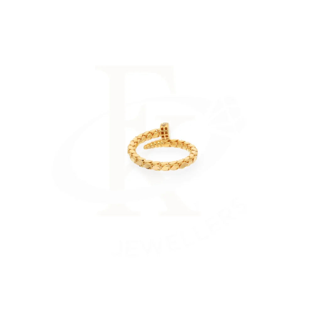 Gold Open Nail Ring 21Kt - Fkjrn21Km8113 Rings