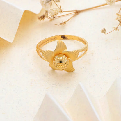 Gold Open Star Flower Ring 21Kt - Fkjrn21Km8505 Rings