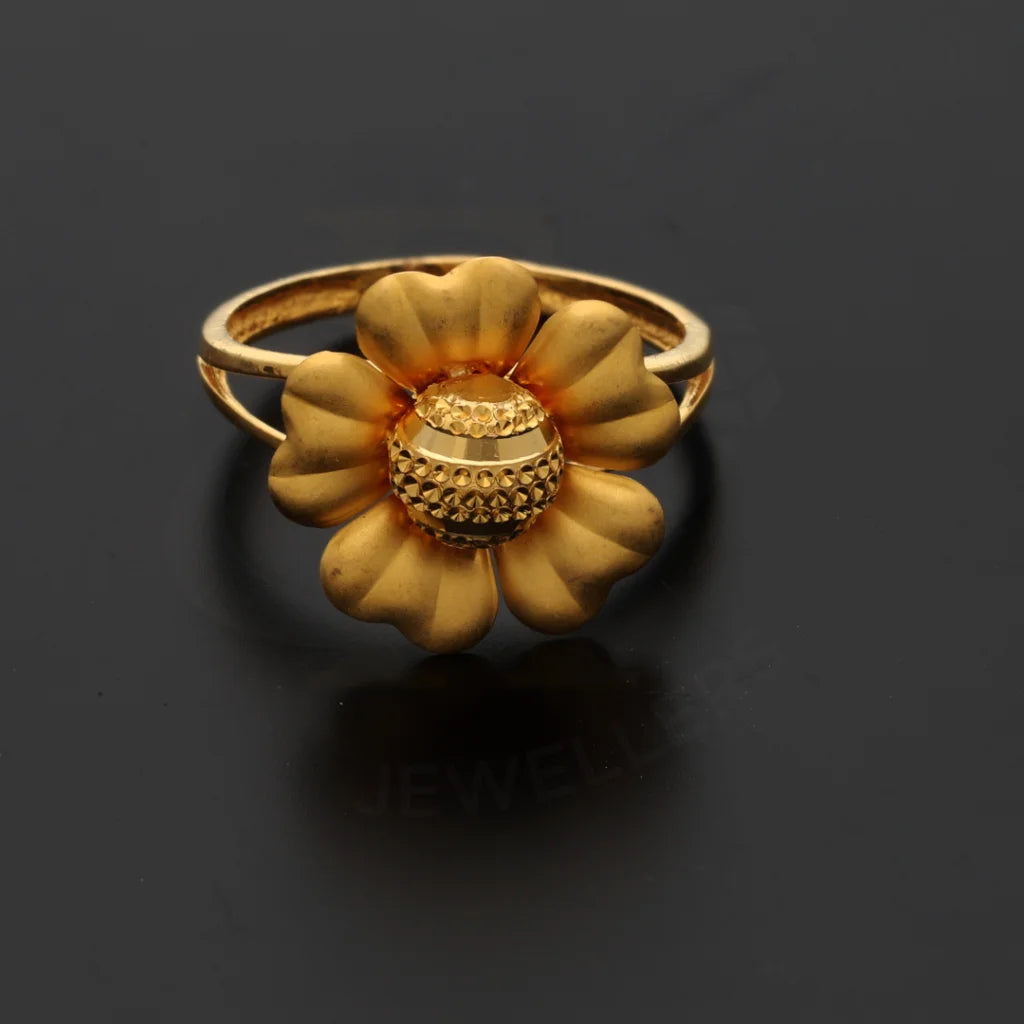 Gold Open Sun Flower Ring 21Kt - Fkjrn21Km8506 Rings