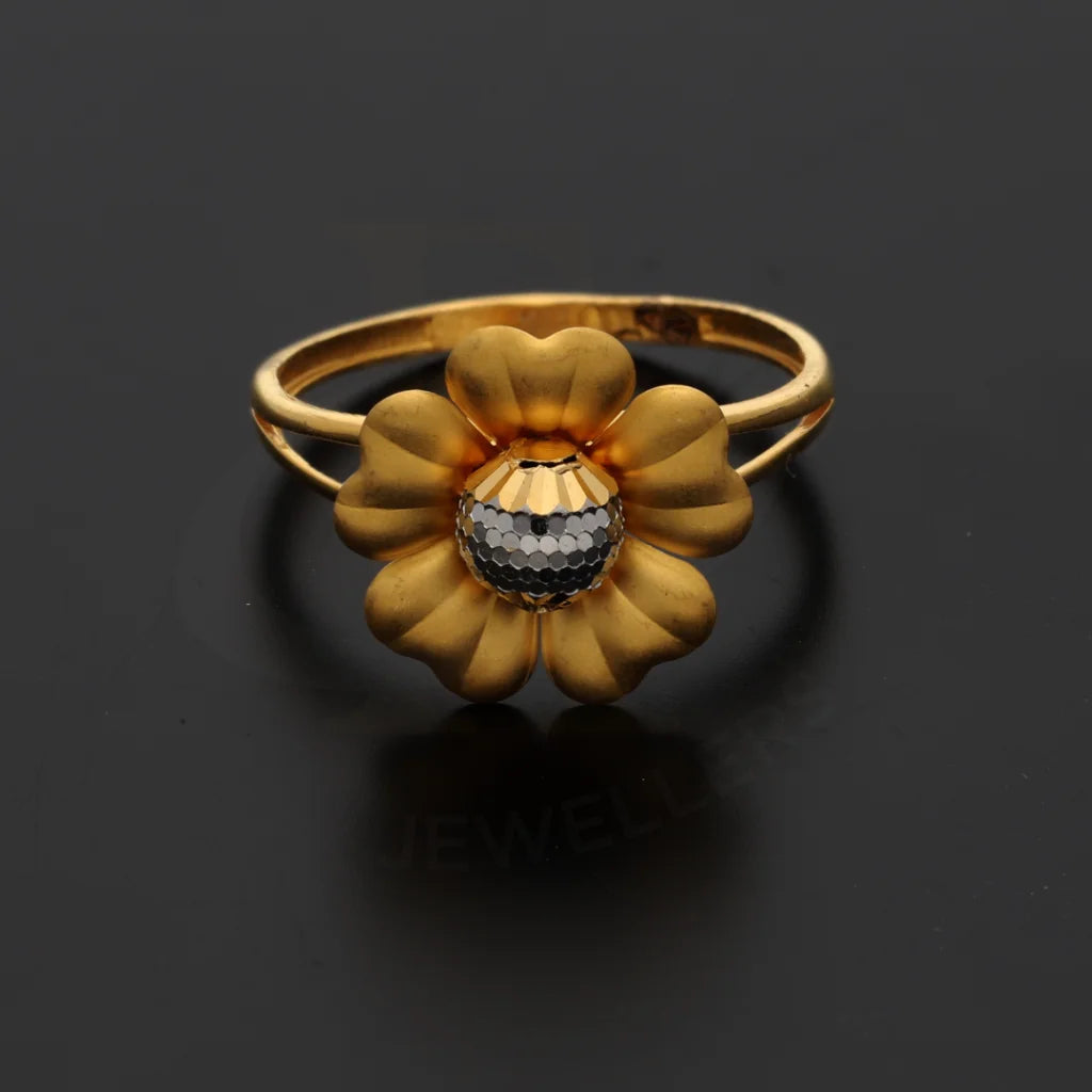 Gold Open Sun Flower Ring 21Kt - Fkjrn21Km8507 Rings