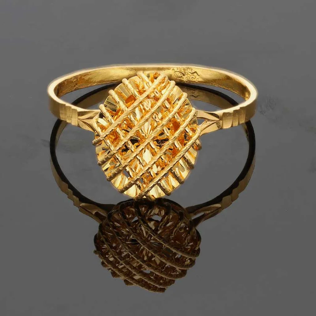 Gold Oval Cage Ring 22Kt - Fkjrn22K3736 Rings