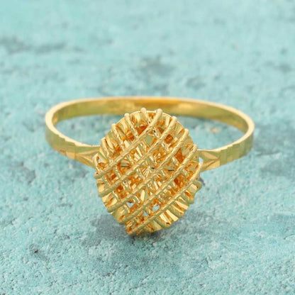 Gold Oval Cage Ring 22Kt - Fkjrn22K3736 Rings