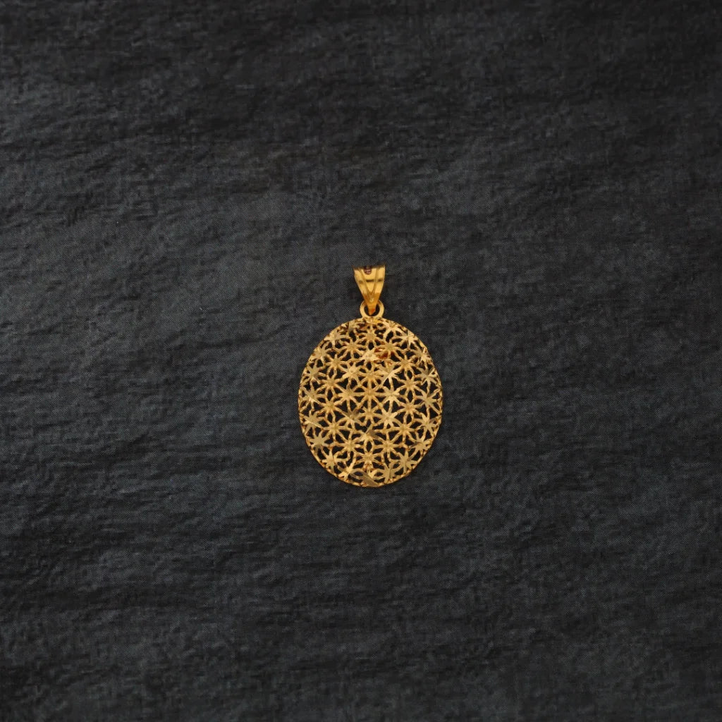 Gold Oval Flower Design Pendant 21Kt - Fkjpnd21Km8374 Pendants