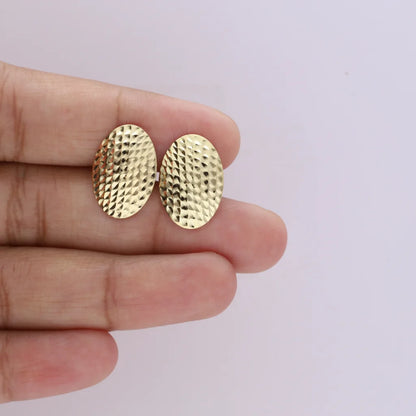 Gold Oval Shaped Earrings 18Kt - Fkjern18K8303