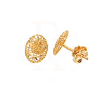 Gold Oval Shaped Earrings 21Kt - Fkjern21Km8490
