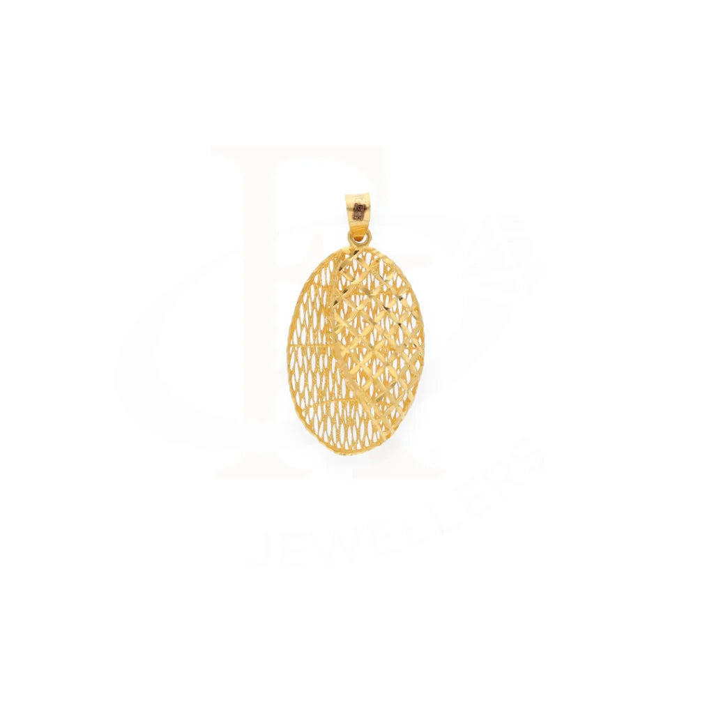 Gold Oval Shaped Mesh Pendant 21Kt - Fkjpnd21Km8040 Pendants