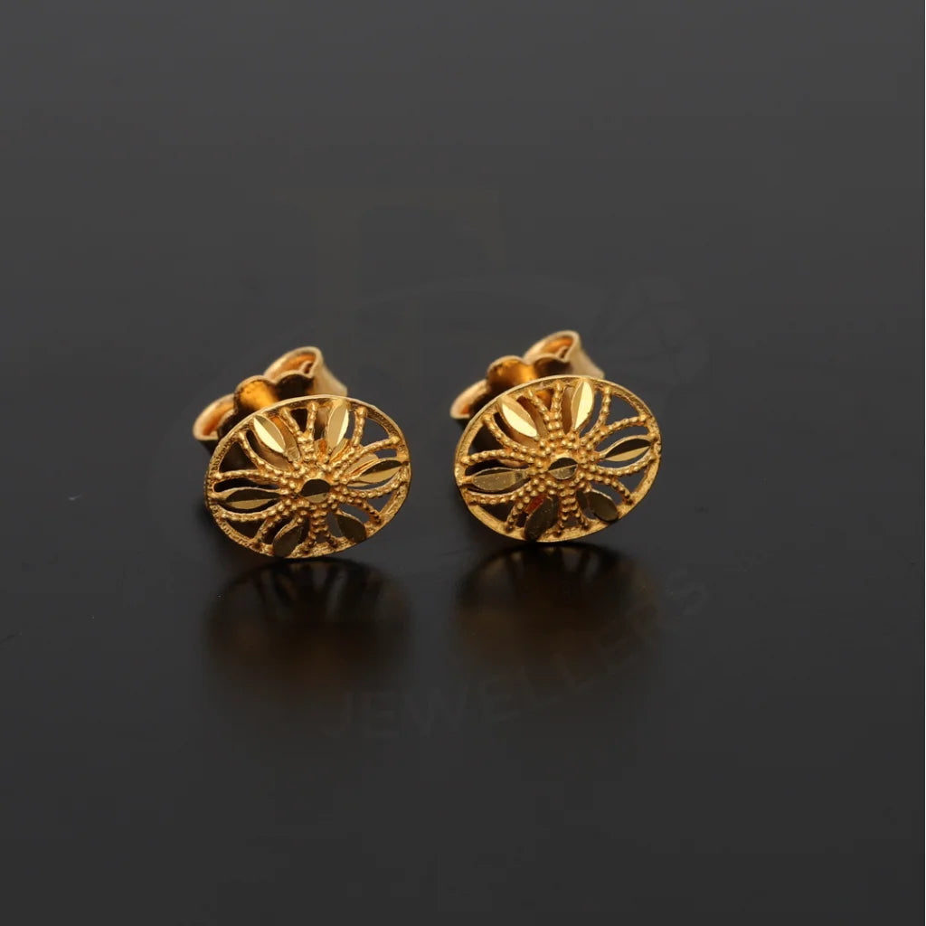 Gold Oval Shaped Stud Earrings 21Kt - Fkjern21Km8484