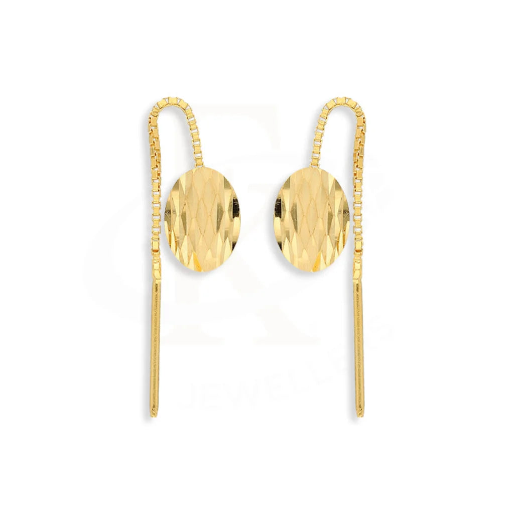 Gold Oval Tic-Tac Drop Earrings 22Kt - Fkjern22K5078