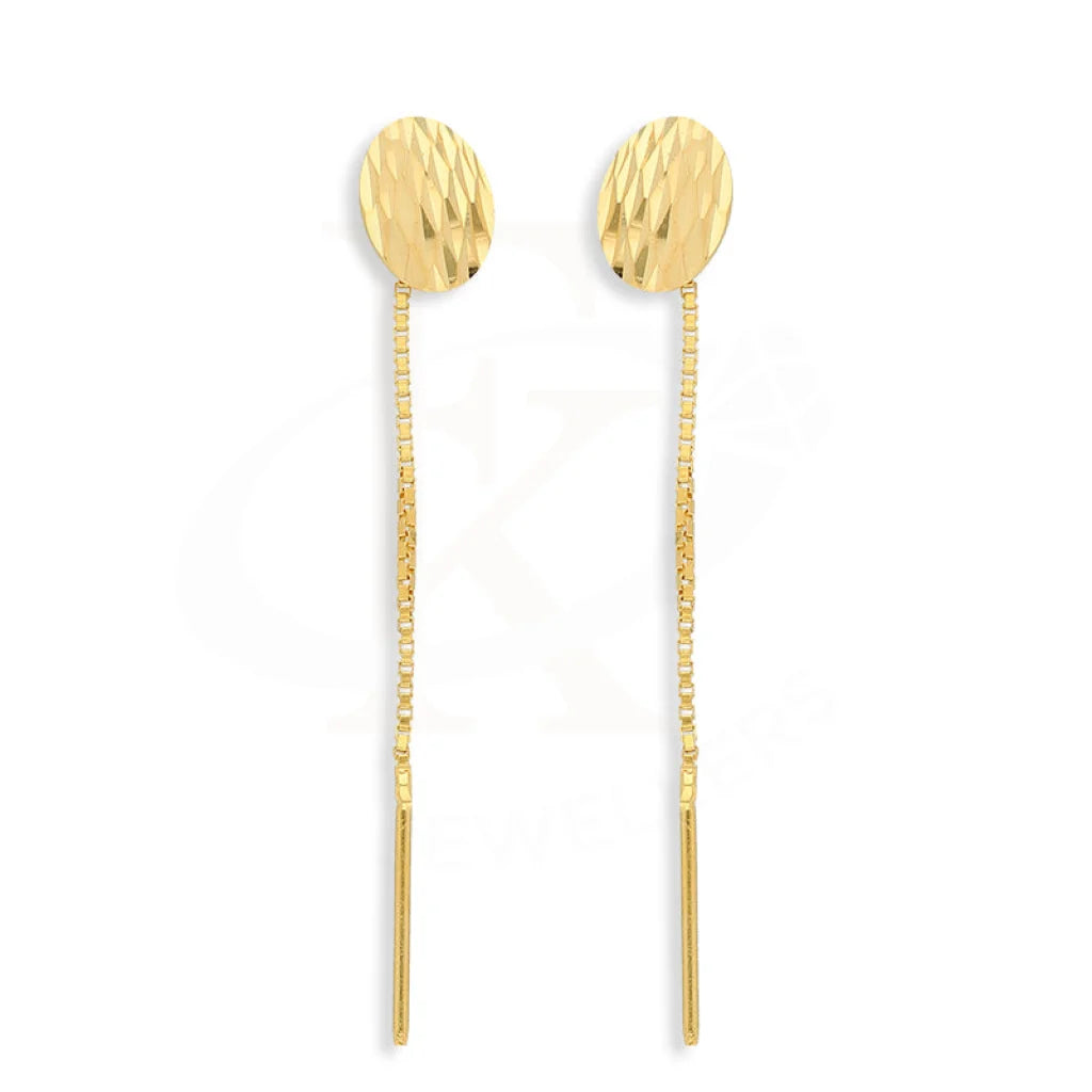 Gold Oval Tic-Tac Drop Earrings 22Kt - Fkjern22K5078