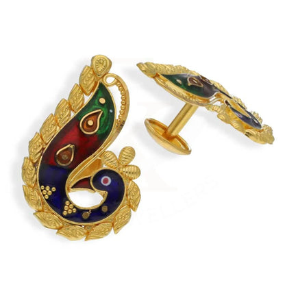 Gold Peacock Stud Earrings 22Kt - Fkjern22K3001