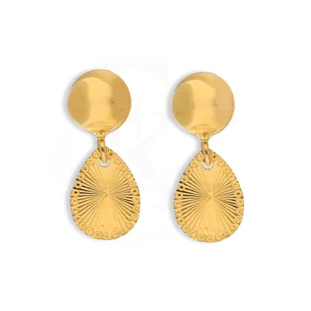 Gold Pear Shaped Drop Earrings 21Kt - Fkjern21K3081