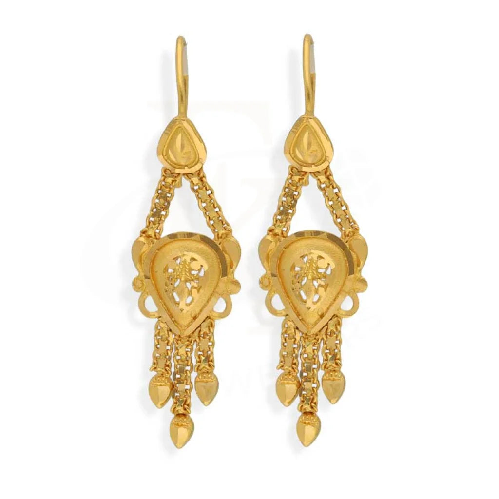 Gold Pear Shaped Drop Earrings 22Kt - Fkjern22K2958