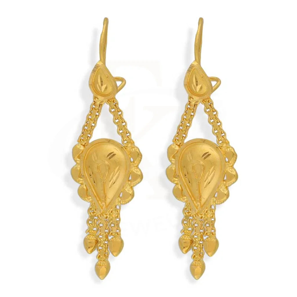 Gold Pear Shaped Drop Earrings 22Kt - Fkjern22K2961