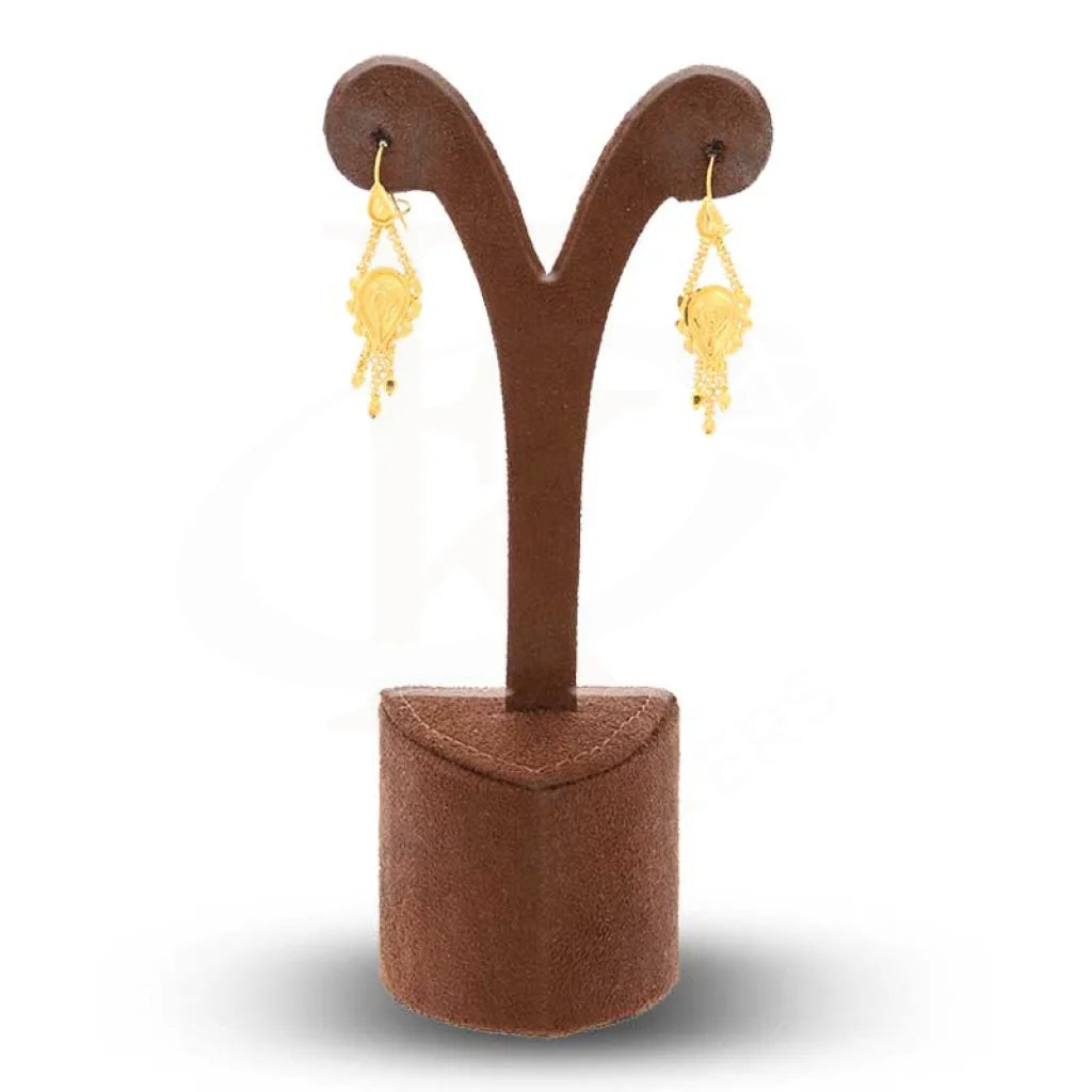 Gold Pear Shaped Drop Earrings 22Kt - Fkjern22K2961