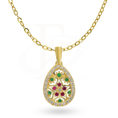 Gold Pear Shaped Flower Necklace 18Kt - Fkjnkl1984 Necklaces