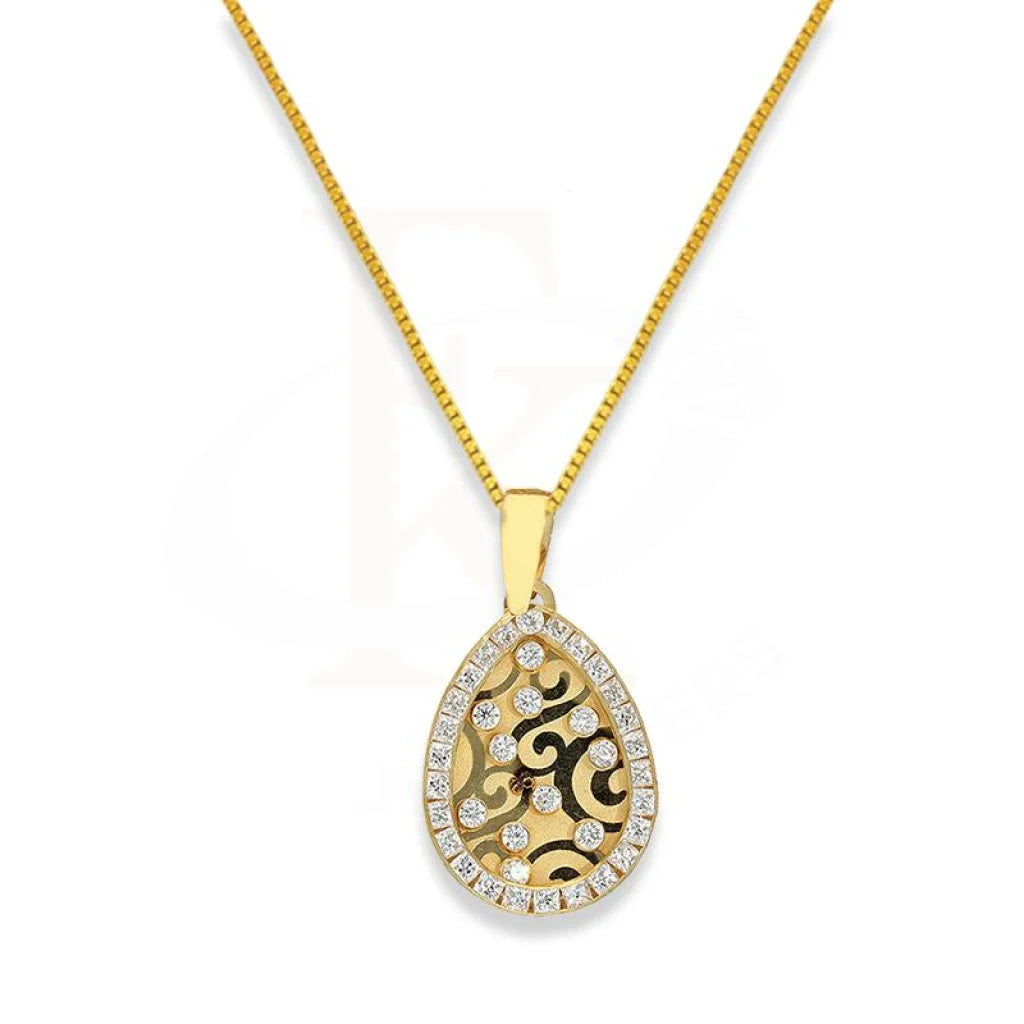 Gold Pear Shaped Flower Necklace 18Kt - Fkjnkl1984 Type 1 Necklaces