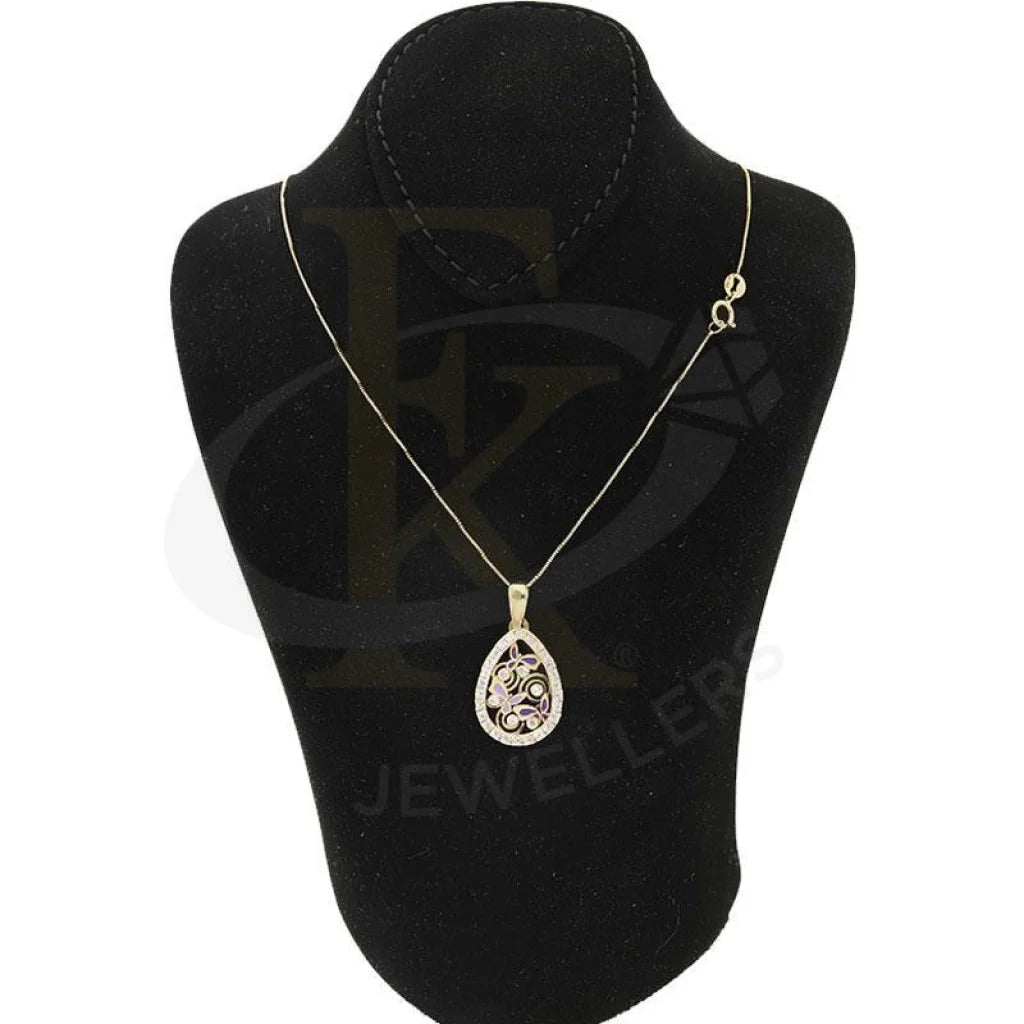 Gold Pear Shaped Flower Necklace 18Kt - Fkjnkl1984 Type 15 Necklaces