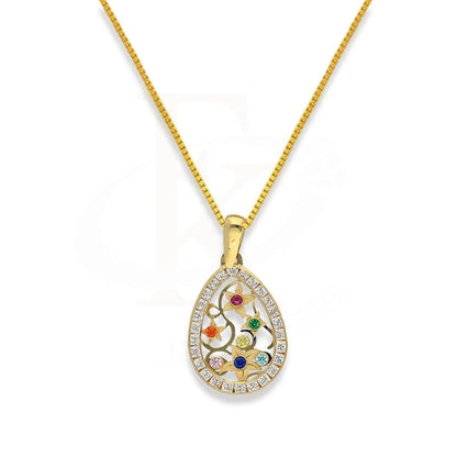 Gold Pear Shaped Flower Necklace 18Kt - Fkjnkl1984 Type 4 Necklaces