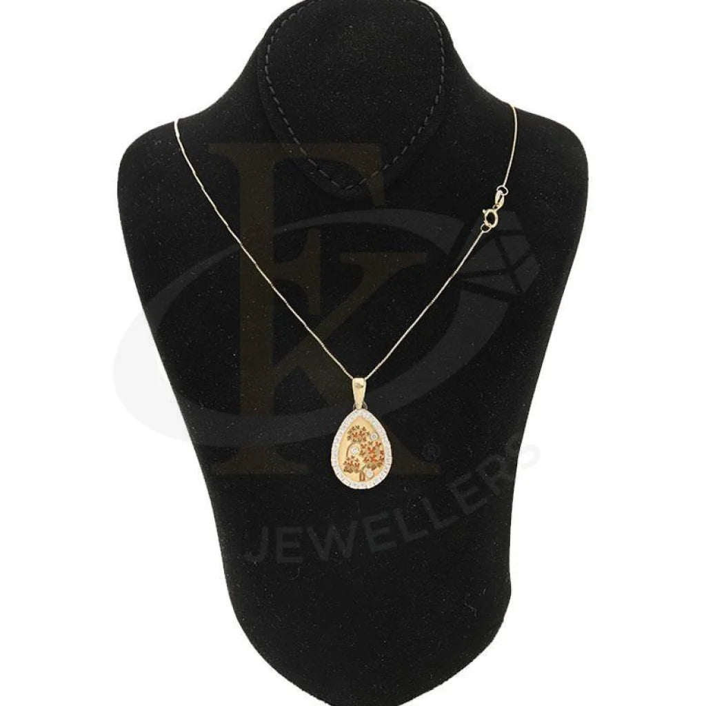 Gold Pear Shaped Flower Necklace 18Kt - Fkjnkl1984 Type 8 Necklaces