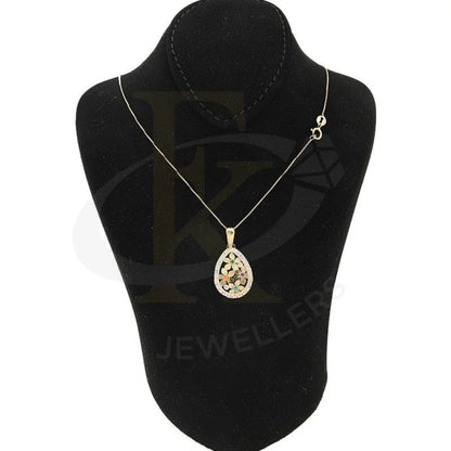 Gold Pear Shaped Flower Necklace 18Kt - Fkjnkl1984 Type 9 Necklaces