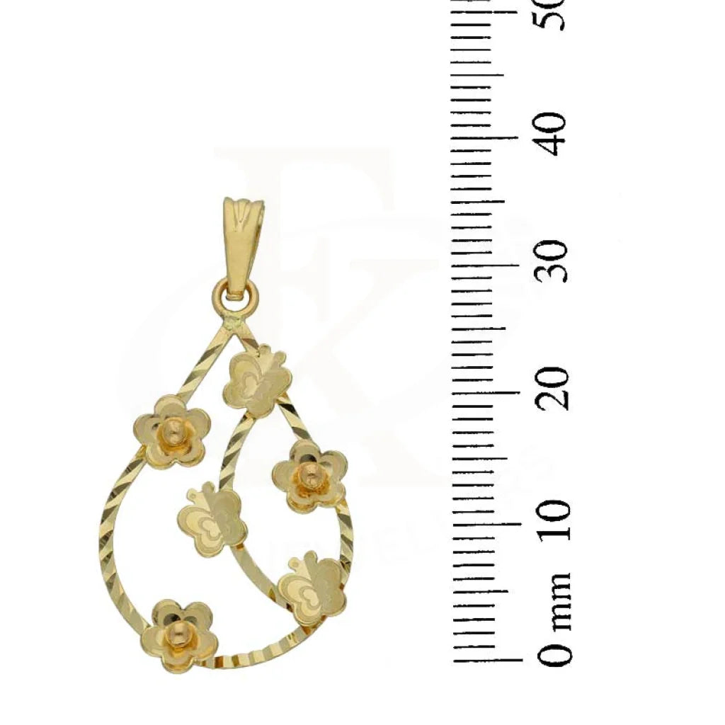 Gold Pear Shaped Flower Pendant 18Kt - Fkjpnd18K2809 Pendants