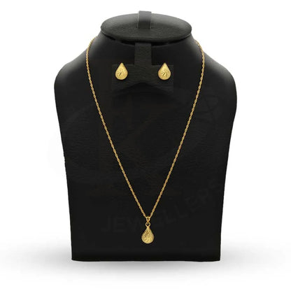 Gold Pear Shaped Pendant Set (Necklace And Earrings) 18Kt - Fkjnklst18K2441 Sets