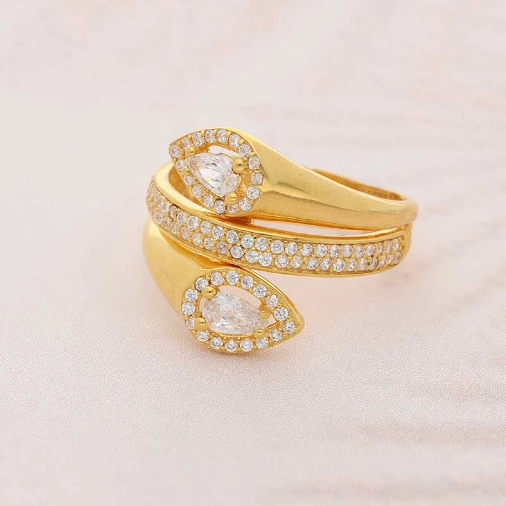 Gold Pear Shaped Solitaire Ring 22Kt - Fkjrn22K3835 Rings