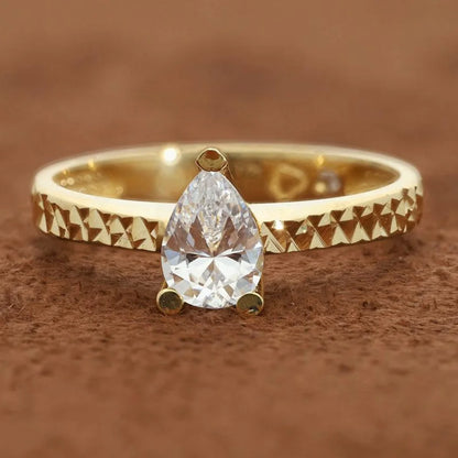 Gold Pear Solitaire Ring 18Kt - Fkjrn18K2878 Rings