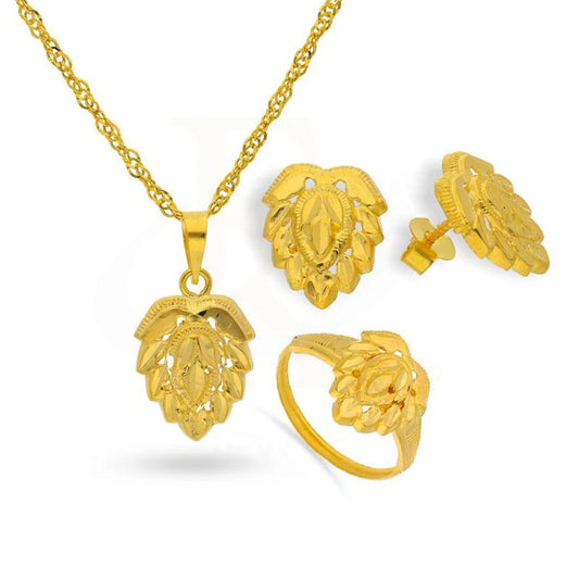 Gold Pendant Set (Necklace Earrings And Ring) 18Kt - Fkjnklst1681 Sets