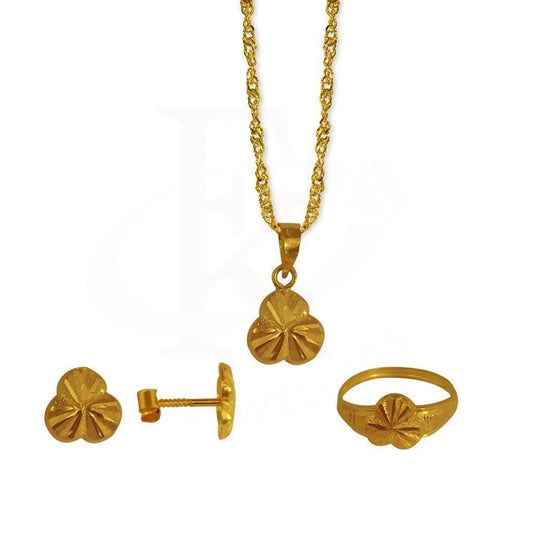 Gold Pendant Set (Necklace Earrings And Ring) 18Kt - Fkjnklst1872 Sets