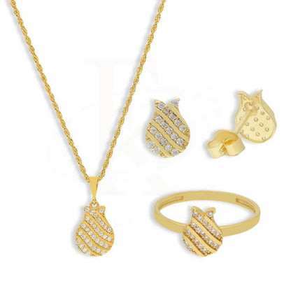 Gold Pendant Set (Necklace Earrings And Ring) 18Kt - Fkjnklst18K2448 Sets