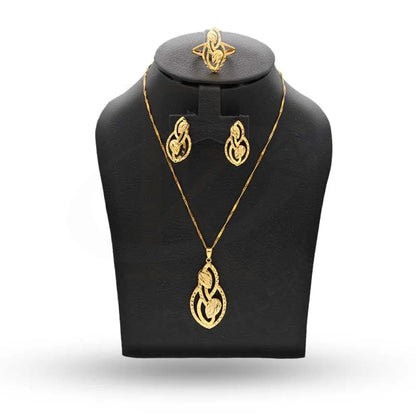 Gold Pendant Set (Necklace Earrings And Ring) 22Kt - Fkjnklst22K2391 Sets