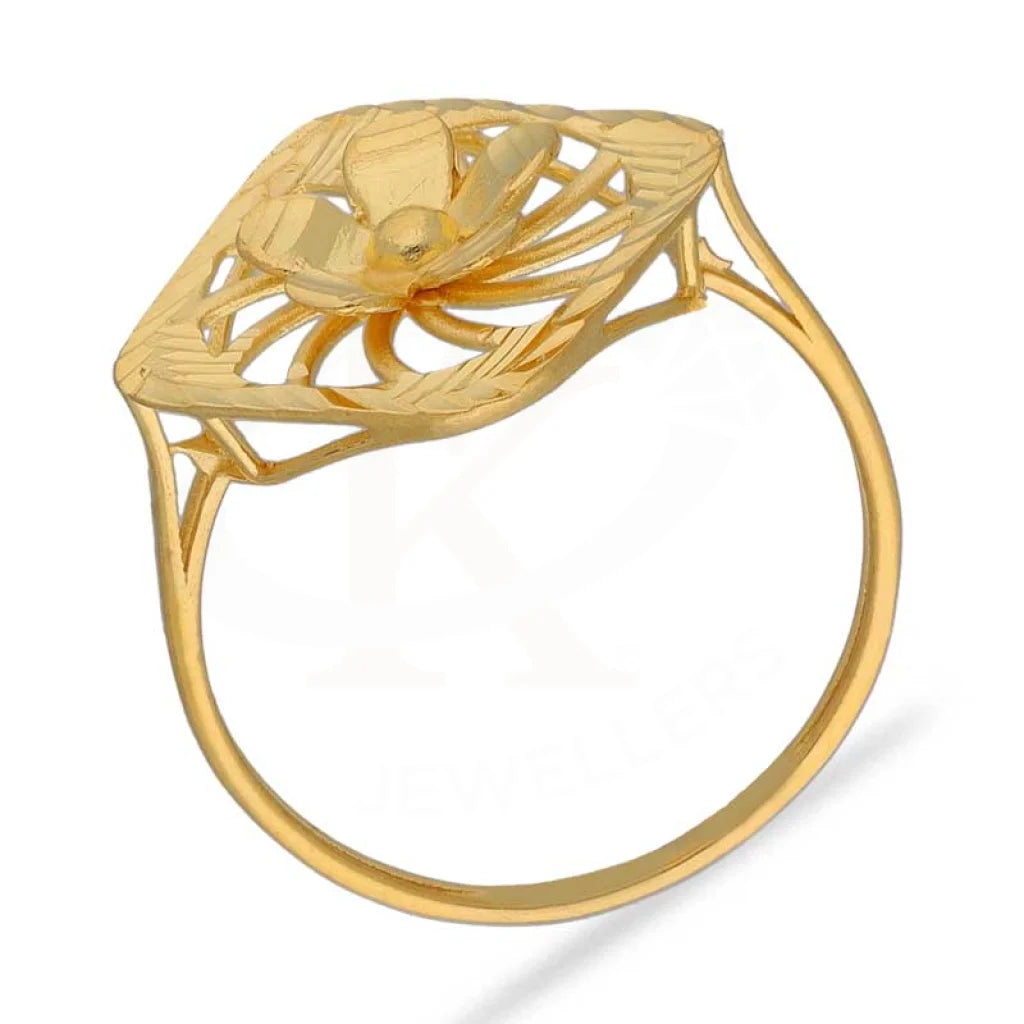 Gold Rhombus And Flower Shaped Pendant Set (Necklace Earrings Ring) 22Kt - Fkjnklst22K2400 Sets