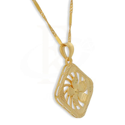 Gold Rhombus And Flower Shaped Pendant Set (Necklace Earrings Ring) 22Kt - Fkjnklst22K2400 Sets