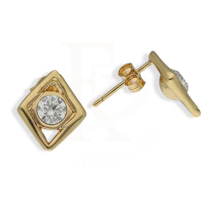 Gold Rhombus Shaped Stud Earrings 18Kt - Fkjern18K3037