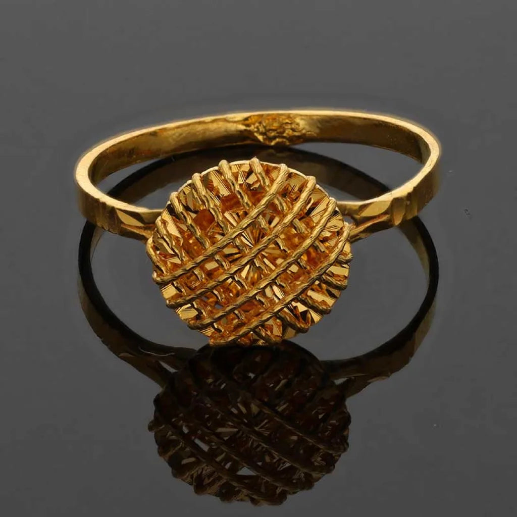 Gold Round Cage Ring 22Kt - Fkjrn22K3730 Rings