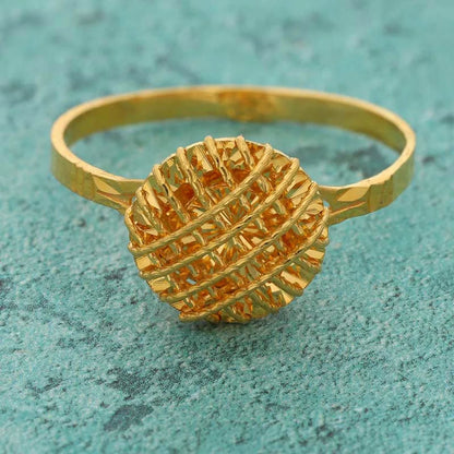 Gold Round Cage Ring 22Kt - Fkjrn22K3730 Rings