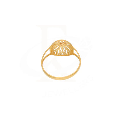 Gold Round Floral Design Ring 21Kt - Fkjrn21Km8548 Rings